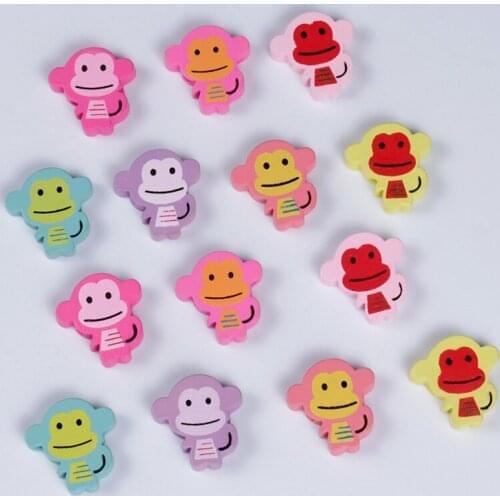 20Pcs/lot Cartoon Animal Shape Pick Color Natural Wooden Beads Spacer Beads for Jewelry Craft Kids Toys Teething Accessories