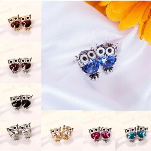 LNRRABC Fashion 1 Pair jewelry Cute Owl Shape Crystal Ear Stud colorful High Quality Wedding Gift Earrings Jewelry