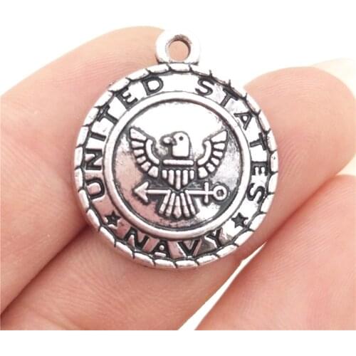BULK 30pcs Zinc Alloy Metal USN Navy Charms United States Patriotic Military Medal Pendant 20*23mm 3.2g