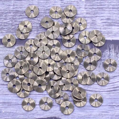 50Pcs Bronze Tone Spacer Beads Wave Tortuose Ring Earrings Round Metal Charms Jewelry DIY Findings 9mm Dia