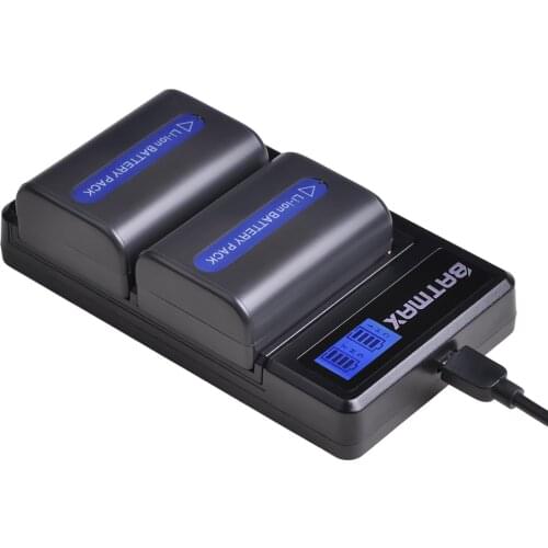 2Pcs NP-FM50 FM50 Battery + LCD Dual USB Charger for Sony NP-FM51 NP-FM30 NP-FM55H DCR-PC101 A100 Series DSLR-A100 Sony M Type