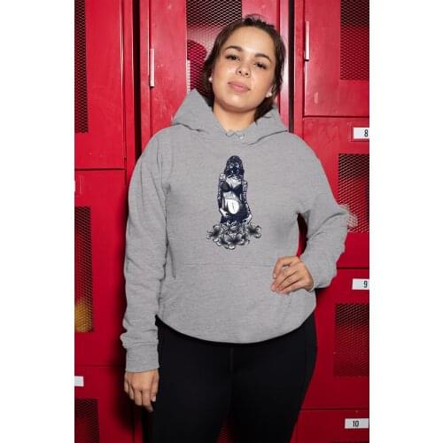 Angemiel Wear Gas Masker Attractive Girl Gray Women 'S Hooded Sweatshirt