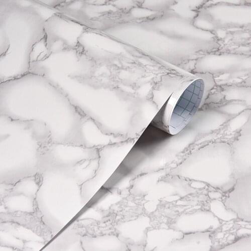 Thickened White Marble Sticker Kitchen Countertop Furniture Renovation Film Desktop Oil-Proof Wallpaper Self-Adhesive Waterproof