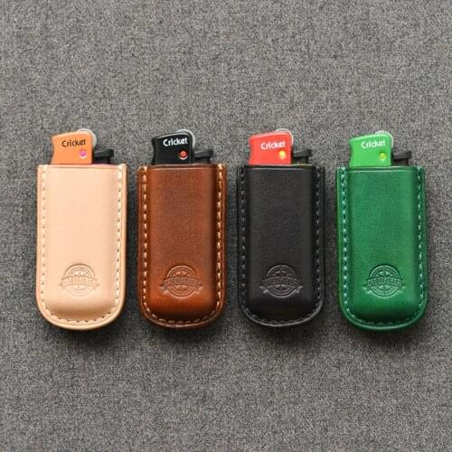 Exquisite Short Style Holster Travel Pocket Portable Cigarette Lighter Cowhide Leather Case Creative Handmade Mens Hipsters Gifts