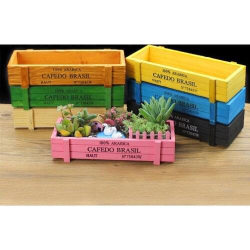 Succulent Wood Flower Pot Flehy Flower Pot Wooden Box Balcony Rectangular Flower Storage Box Micro Landcape