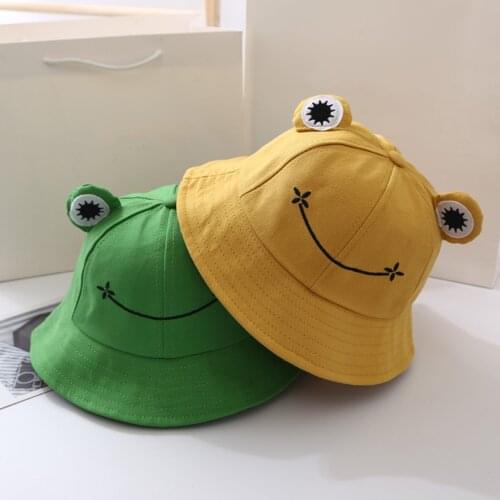 Cotton Frog Bucket Hat for Women Adult Kids Panama Frog Baseball Cap Fisherman Outdoor Froggy Hat Sunscreen Female Sunhat Bob