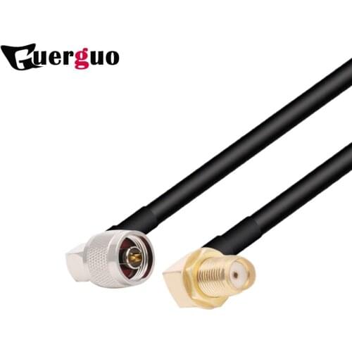 2pcs N Type Male90° to SMA Female90° Plug RF Adapter RG58 Cable Coaxial Pigtail Extension cable Cord Jumper 1M 2M 5M 10M