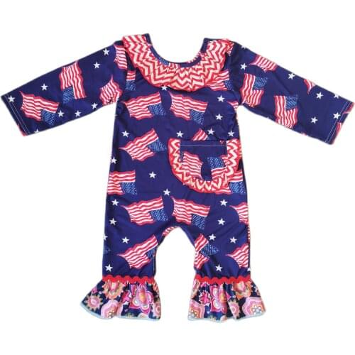 2019 autumn cotton baby American flag rompers coats for infant clothes jumpsuits for baby boys clothes for Independence Day