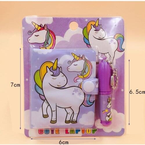 Unicorn Flamingo Kawaii Mini Notebook Ballpoint Pen Set with Pink and Purple Notepad Creative Stationery Gifts for Children