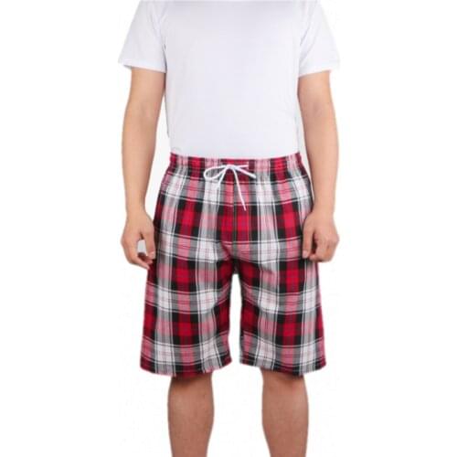 2021 Summer Men 100% cotton sleep bottoms Male beatch shorts Board Shorts Casual Loosen Plaid pajama half pants Swimming Shorts