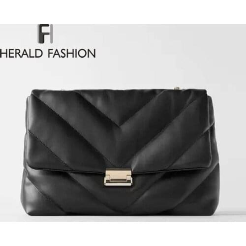 NEW Solid Color PU Leather Crossbody Bags 2020 Winter Chain Crossbody bag Designer Lady Shoulder Messenger Bag Purse Bolso Mujer