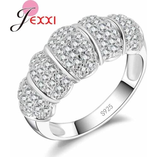 Wholesale Finger Rings Luxury 925 Sterling Silver Wedding Rings For Women Filled Zirconia Crystal Engagement Jewelry Anel
