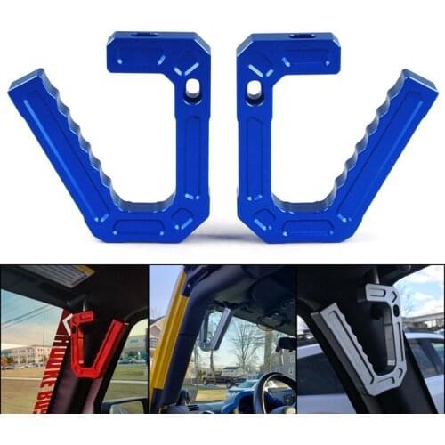 1 Pair Front Grab Handle CNC Aluminum Grip Bar for Jeep JK Wrangler 07-18 Sport Sahara Rubicon