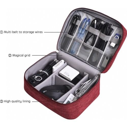 Portable Storage Box Data Cable USB Gadget Organizer Charger Wires Cosmetic Zipper Storage Handbag Waterproof Organizer Case