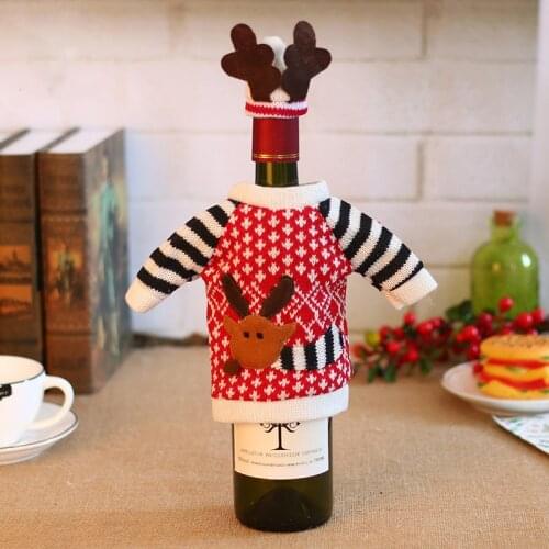 Christmas Elk Red Wine Bottle Cover Christmas Champagne Bottle Bag Holiday Party Goods