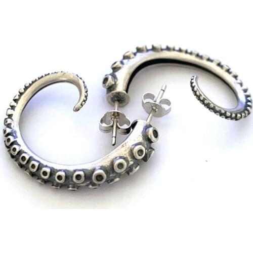 Retro Style Octopus Tentacle Claw Tail Half Hoop Stud Earrings for Man Women Punk Gothic ML