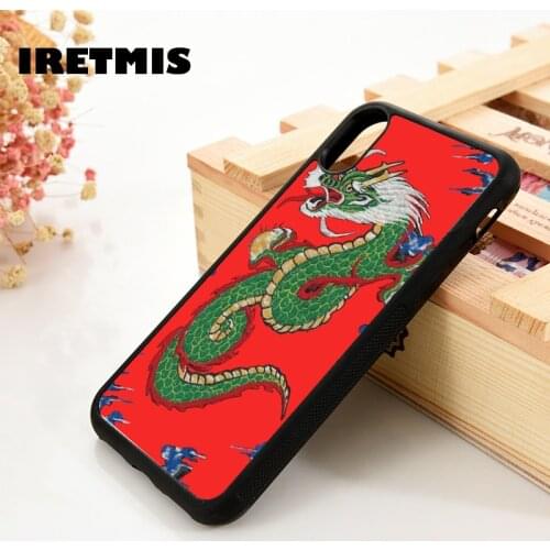 Iretmis 5 5S SE 6 6S Soft TPU Silicone Rubber phone case cover for iPhone 7 8 plus X Xs 11 Pro Max XR Red Dragon