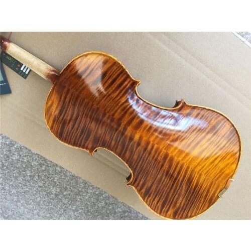 Natural dense flame 100% handmade violin Maple back panel, side panel, spruce panel Golden violin with case bow strings free