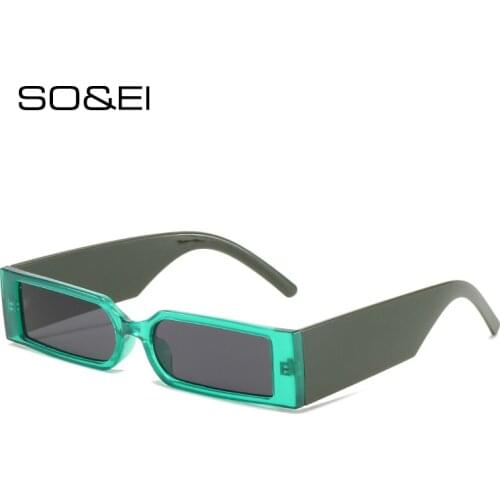 SO&EI Fashion Rectangle Colorful Women Sunglasses Retro Brand Designer Wide Legs Eyewear Shades UV400 Men Square Sun Glasses