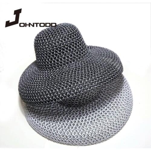 2021 Black White Women Handmade Straw Hats Summer Sun Hats Lady Beach Hats Wide Brim Foldable Sunscreen Cap Sun Hat Dome Gorras
