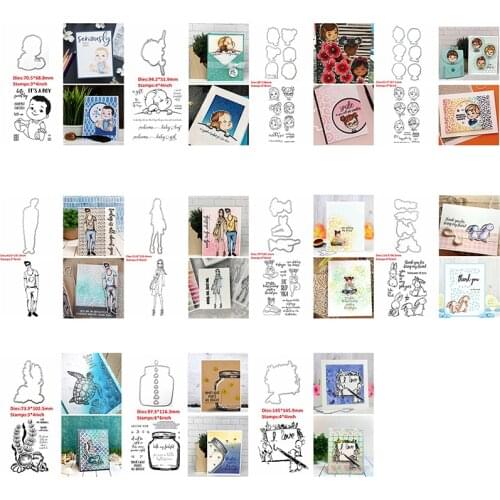 Chubby Baby Boy Girl Head Figure Cutting Dies Match Clear Stamps Bunny Mice Mixed Pattern DIY Craft 2020 Hot Sale