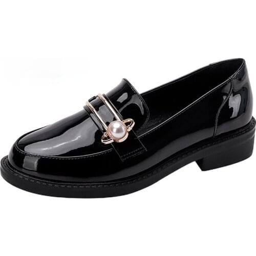 Spring Shoes Female British Style 2021 New Thick-soled College Style Casual Loafers Genuine Leather Fashion Shoes Girls Zapatos