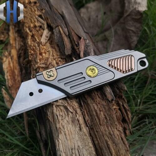 Titanium Alloy Utility Knife Tactical EDC Self-defense Tool Mini Straight Knife