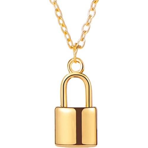 Vintage Chunky Thick Link Chain Necklace for Women Padlock Couple Pendants on Neck Fashion Jewelry Gifts