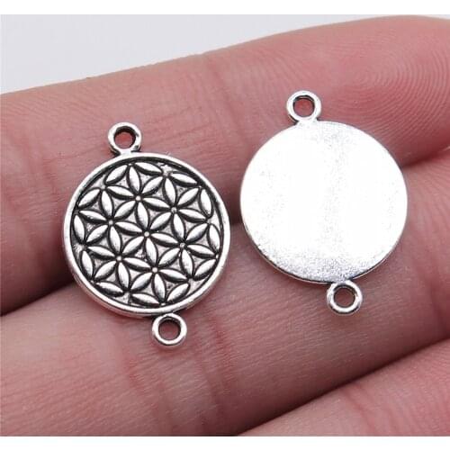 WYSIWYG 10pcs 15x21mm Antique Silver Color Flower Of Life Connector Charms Connector For Jewelry Making Jewelry Findings
