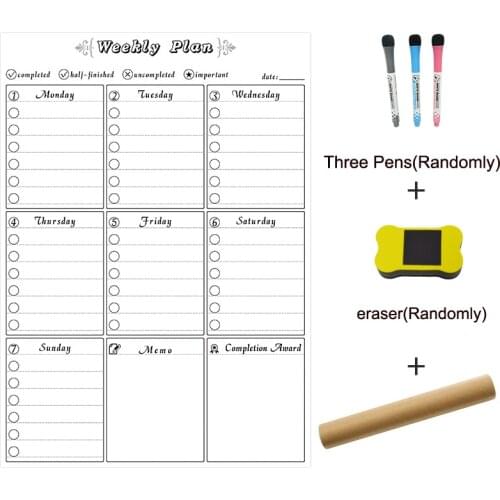 YIBAI Weekly Plan Calendar Magnetic Whiteboard Deawing/Message/Writing Board Dry Erase For home school fridge Refrigerator 42*30