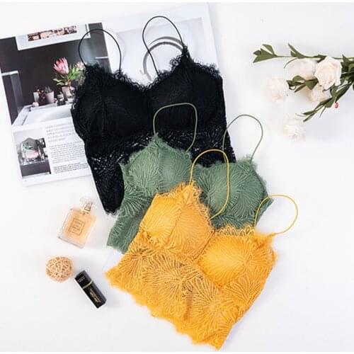 Women Bras Pad Push Up Wireless Lace Bra Top Sexy Bralette Plus Size Fitness Underwear Flower Pattern Lingerie Full Cup