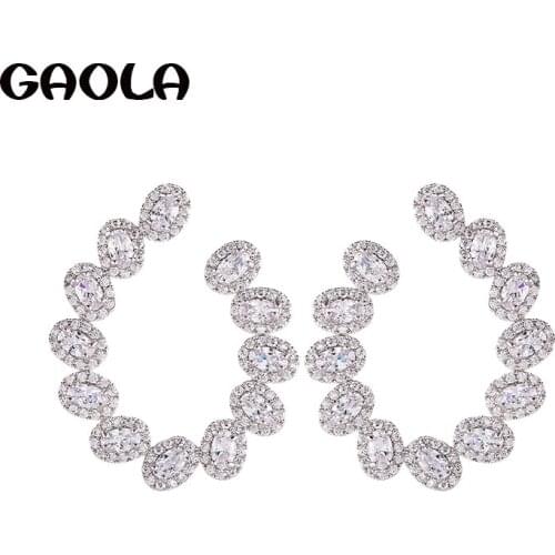 GAOLA Fashion Cubic Zirconia Geometric Stud Earrings Women Flower Shape Earring GLE9313