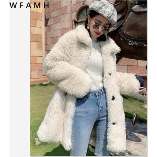 Lamb imitation fur coat womens mid-length long loop wool sheep loose 2020 winter new fashion wild colors Wfanm main push