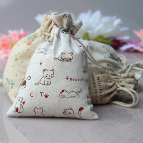 1 Pcs Linen Jute Sack Jewelry Pouch Drawstring Favor Gift Bags Holder