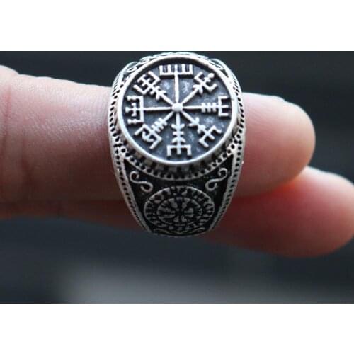 1PCS Vintage slavic Compass Viking Rune Finger Rings Nordic Runes Size Biker Punk Odin Symbol For Women Men Gothic Jewelry Gift