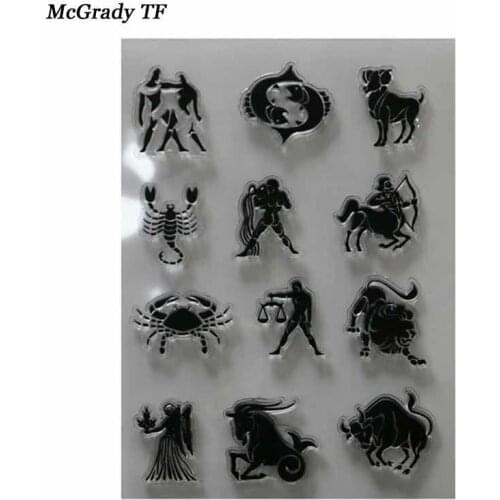 Scrapbook DIY Photo Album Cards Transparent Acrylic Silicone Rubber Clear Stamps Sheet Twelve Constellations Photo Album Decor