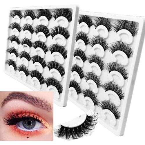 10pair Makeup Eyelashes 3D Mink Lashes Fluffy Soft Wispy Volume Natural long Cross False Eyelashes Eye Lashes Reusable Eyelash