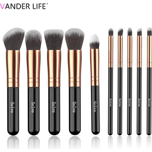 Makeup Brushes, 10pcs Premium Makeup Brush Set Synthetic Cosmetics Foundation Powder Concealers Blending Brush Set (Rose Golden)