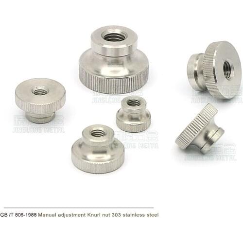 10pcs/lot M2 M2.5 M3 M4 M5 M6 Stainless steel knurled thumb nut with collar manual adjustment nuts round head knurling GB806
