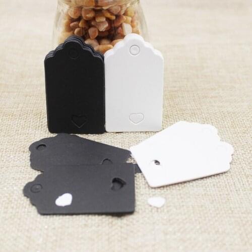 100pcs 5*3cm Hollow Heart cut Scalloped white/black Paper Card / Blank Tag / Wedding Favour Gift Tag custom cost extra