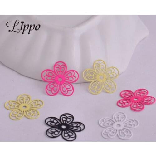 100pcs AC4809 Brass Filigree Connector Flower Charm Earrings Findings Copper Pendants DIY filigrane pour fabrication bijoux