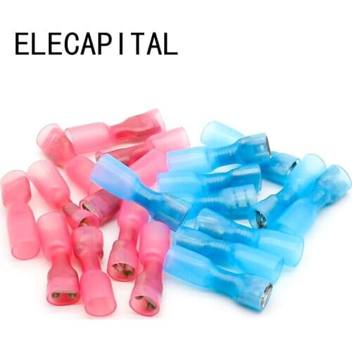 100pcs Fully Insulated Splice Wire Cable Connector 6.3mm Crimp Electrical waterproof Thermal shrinkable Terminals