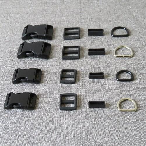 20 Sets 20mm 25mm metal D ring plastic buckle strap rectangular buckle adjuster for bag pet dog collar necklace sewing accessory
