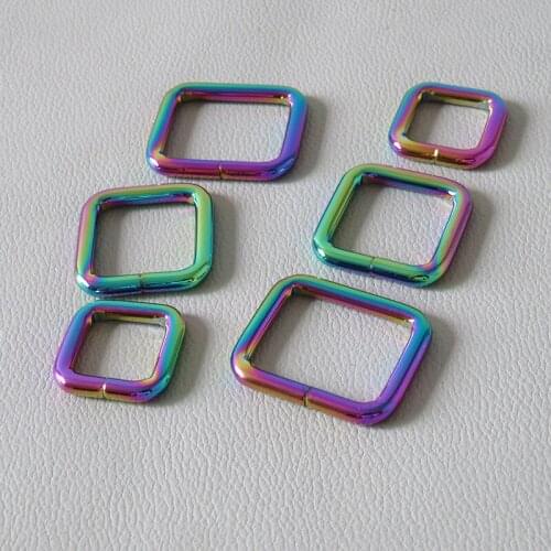 20Pcs/Lot Rainbow Metal Bag Belt Straps Ring Buckle Hardware Clasp Dog Pet Leash Leads Rope Loop Handbag Backpack DIY Accessory