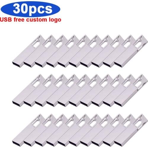 30pcs logo free metal USB 2.0 Flash Drive Disk 128GB 64GB 32GB 16GB Pen Drive Pendrive Memory Stick Storage Device Flash Drive