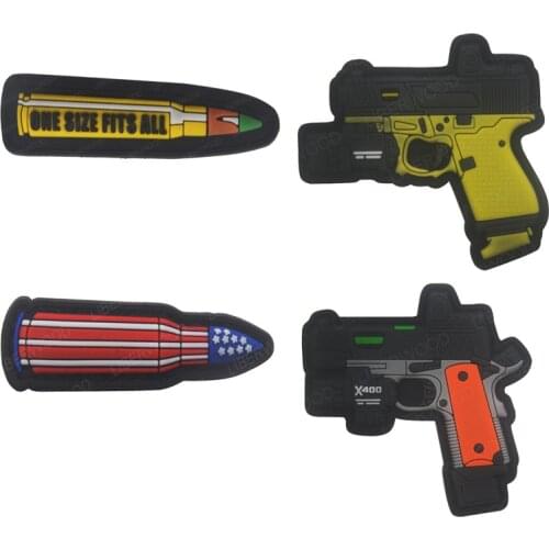 3D PVC Rubber Gun Weapon Tactical Sticker Patch Militari USA American Flag Bullet DIY Military Decorative Patches for Clothing
