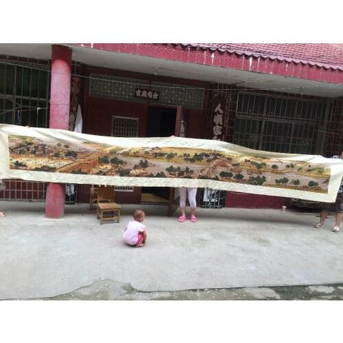 6.1M length 100% hand embroidered Chinese classical painting qingming scroll- sitting room office decoration stroke cross-stitch