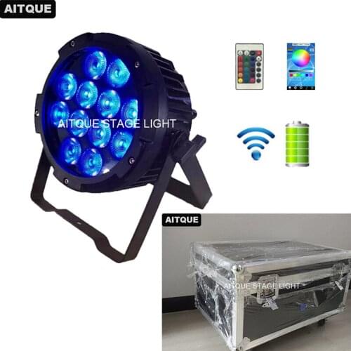 6pcs/CASE Outdoor LED Par Light 12X15W RGBWA UV 6IN1 IP65 Wireless Battery Par Can phone control par light charging flight case