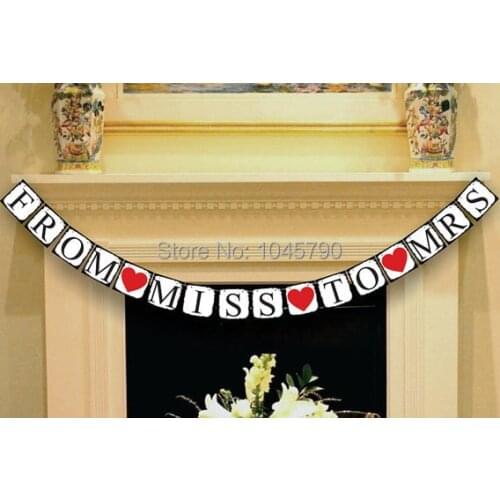 Free Shipping 1 X FROM MISS TO MRS Banner Bridal Shower Sign Wedding Party Decoration Supplies