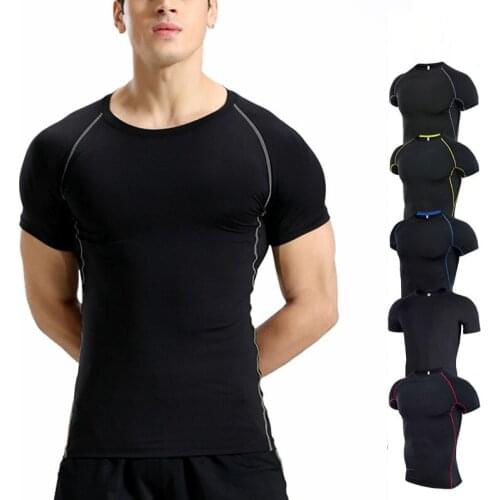 Quick Dry Workout Running Shirt Compression Fitness Tops Breathable Gym T-shirts Clothing Male Sport Shirts Men